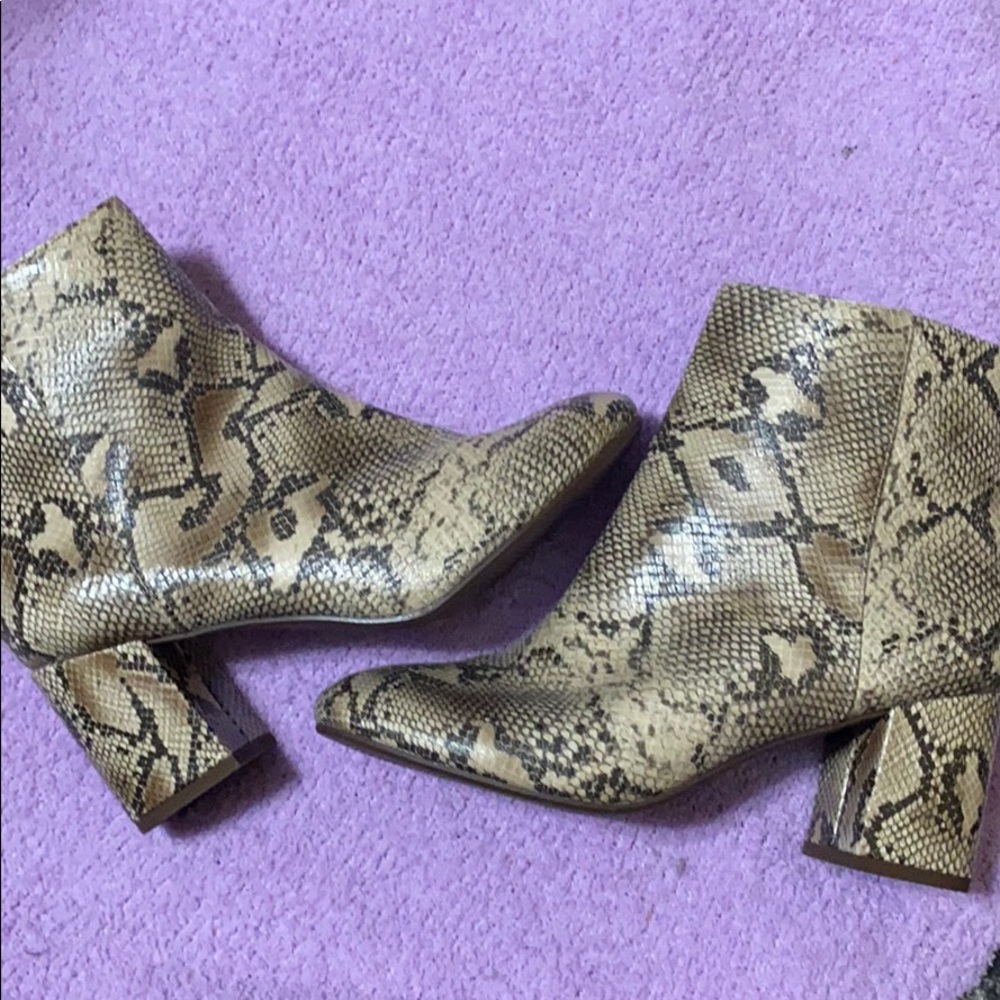 NEVER WORN snake skin booties